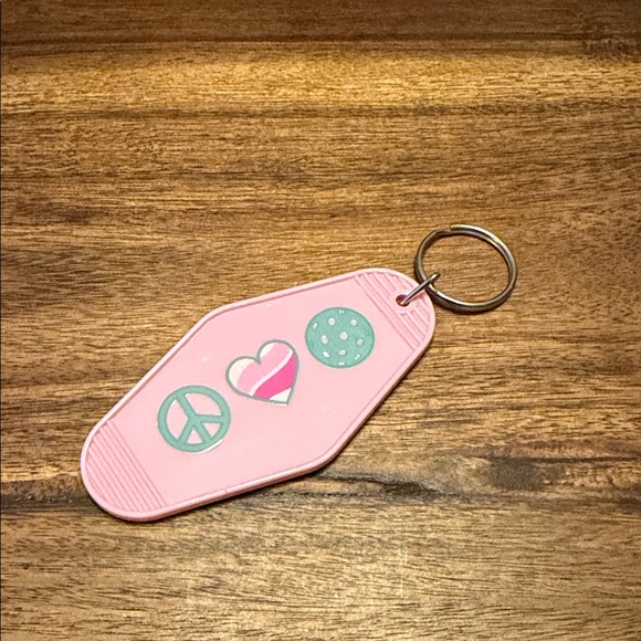 Pink Keychain with pickleball Design - Picture 2 of 2